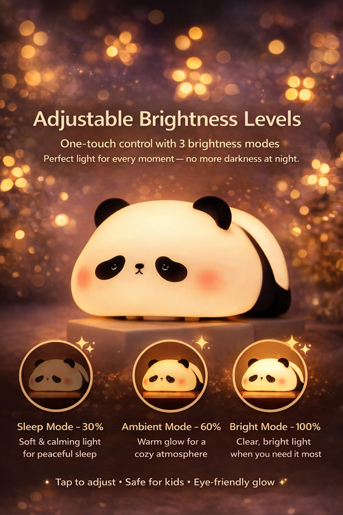 Cute Panda Silicone Night Lamp – Soft Touch, Adjustable Brightness, Kids Safe