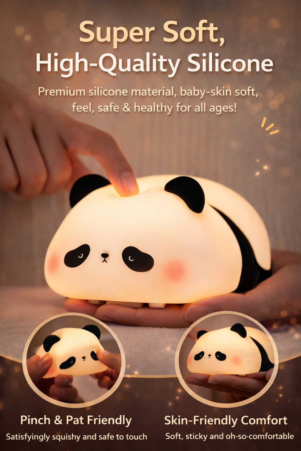 Cute Panda Silicone Night Lamp – Soft Touch, Adjustable Brightness, Kids Safe