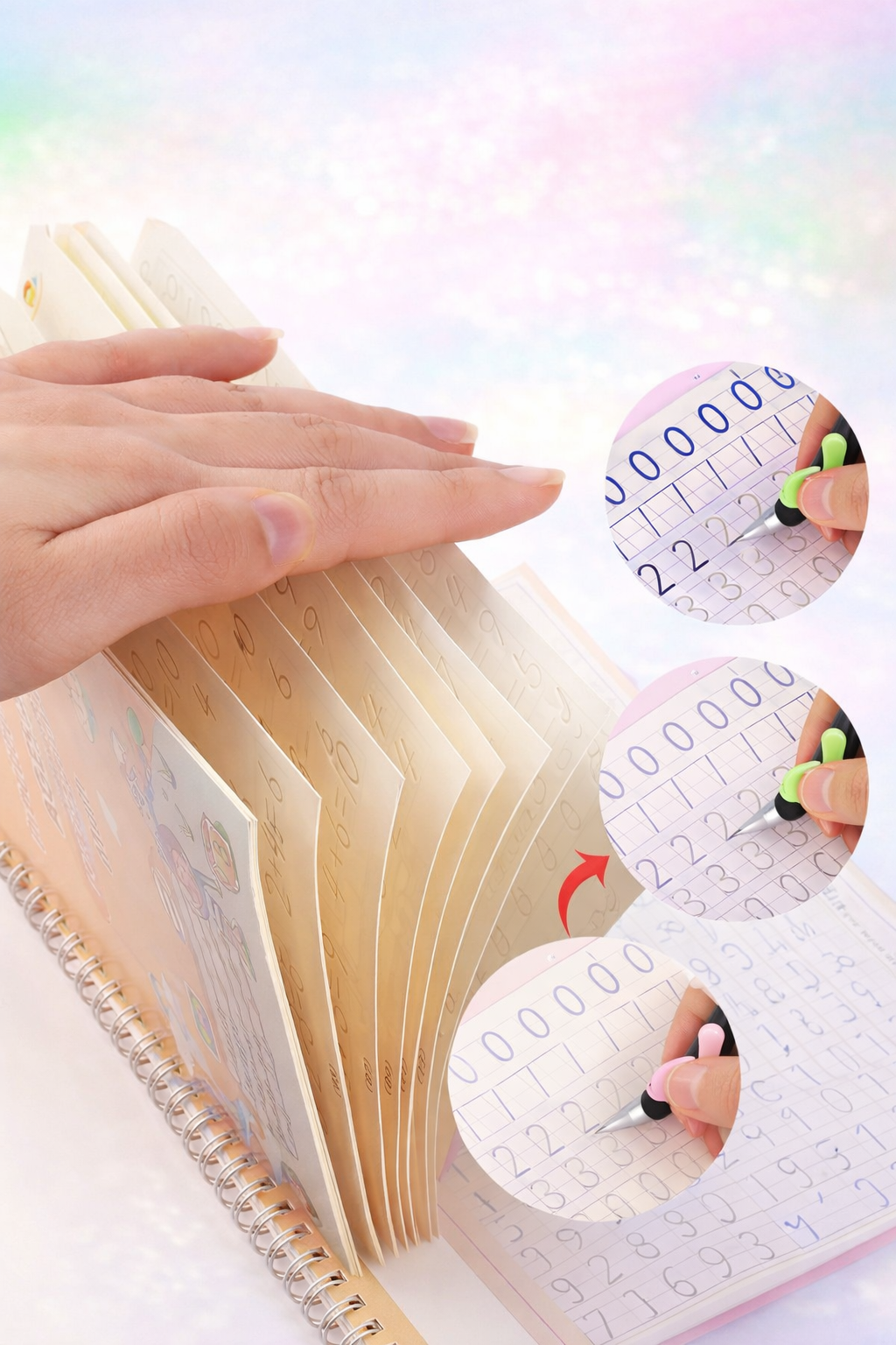 Magic Practice Copybook Number Tracing Book set for Preschool (4 Books+10 Refill+1 Pen+1 Grip